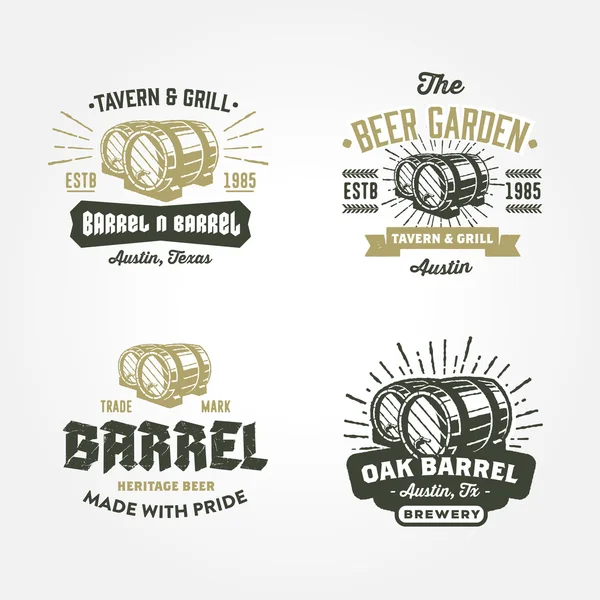 Logotipos con barriles de wodden — Vector de stock