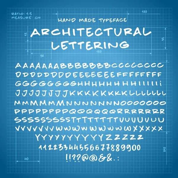 Fuente hecha a mano 'Architectural Lettering' — Archivo Imágenes Vectoriales