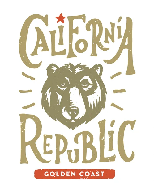 Hand lettered California Republic graphics — Stock Vector