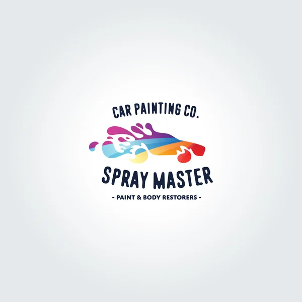 Pintura y cuerpo auto servicio logo — Vector de stock