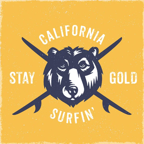 California Surfing Stay Gold — Stock Vector