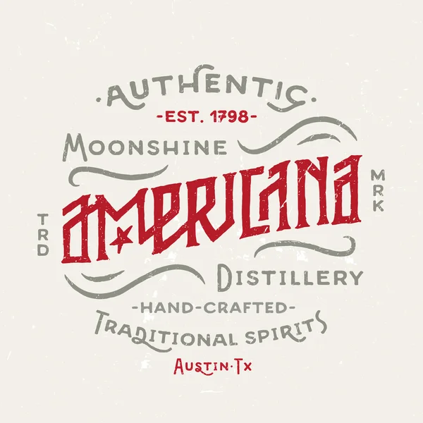 Americana Moonshine szeszfőzde Vintage Design — Stock Vector