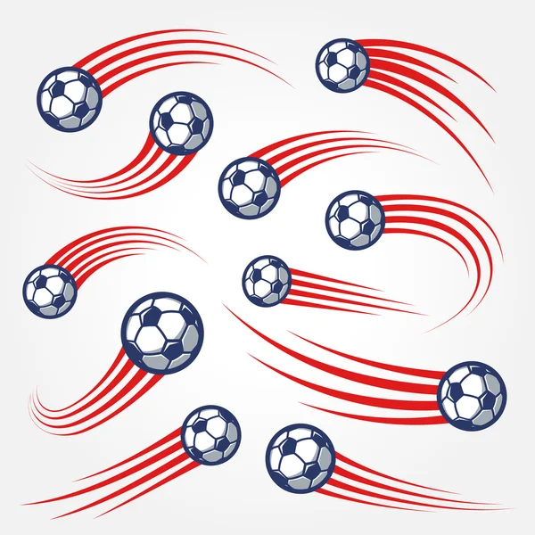 Gran conjunto de pelotas de fútbol — Vector de stock