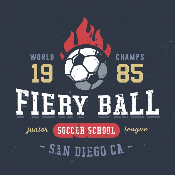 Escuela de fútbol Fiery Ball — Vector de stock