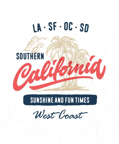 Southern California kläder t shirt design — Stock vektor