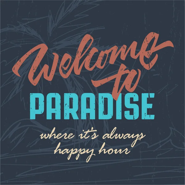 Welcome to paradis tropical beach sign — Stock Vector