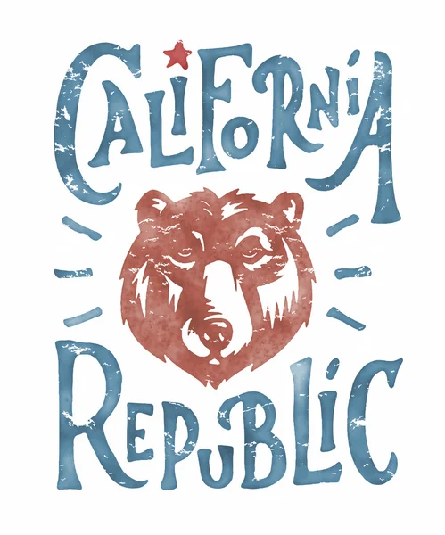 Hand lettered California Republic graphics — Stock Vector