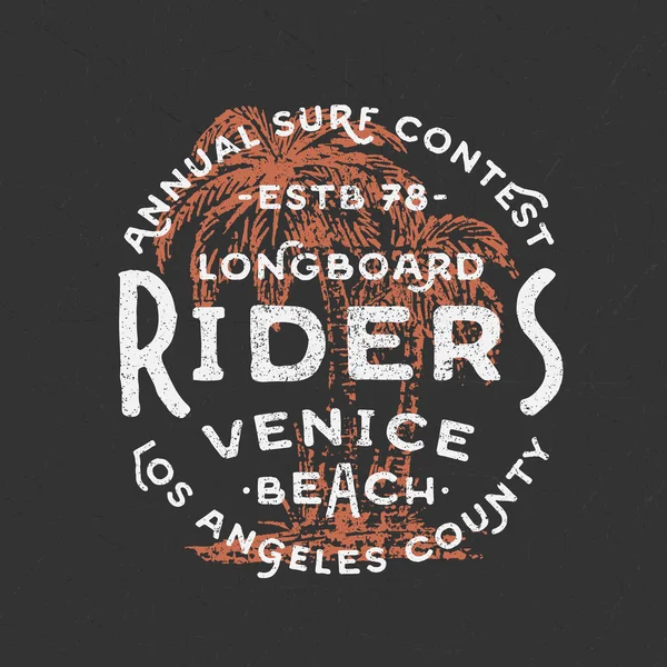 Vintage Venice Beach surfing — Stock vektor