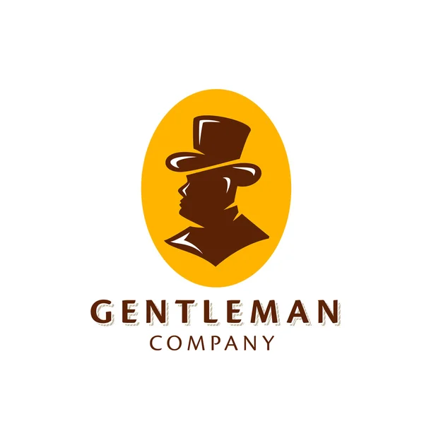 Gentleman half face Silhouette Symbol — Stockvektor