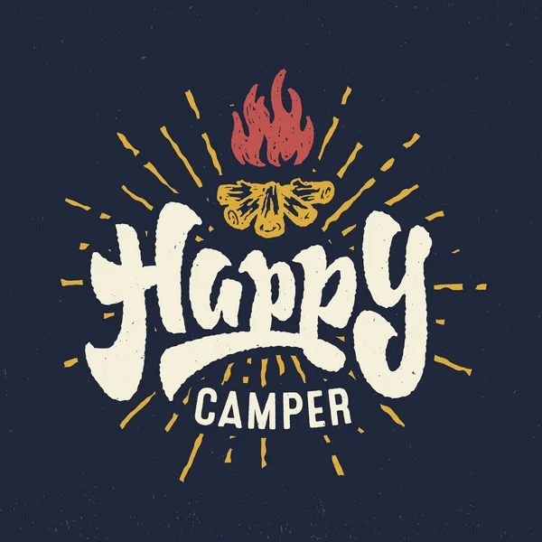 Odznaka Happy Camper Vintage — Wektor stockowy