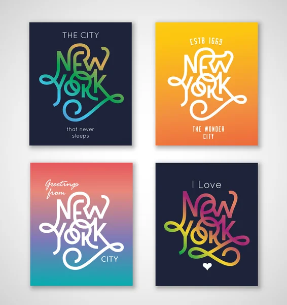 Conjunto de layouts com frases relacionadas a NY —  Vetores de Stock