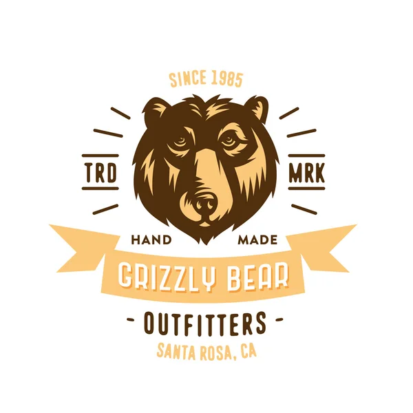 Grizzly Bear Outfitters t-shirt Badge — Stock vektor