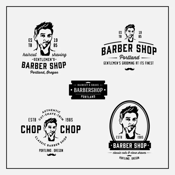 Conjunto de emblemas de barbería vintage retro — Archivo Imágenes Vectoriales