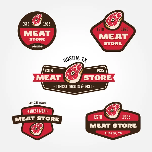 Conjunto de logotipos do mercado de carne vintage — Vetor de Stock