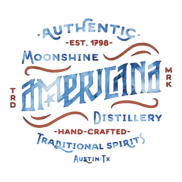 Americana Moonshine szeszfőzde Vintage Design — Stock Vector