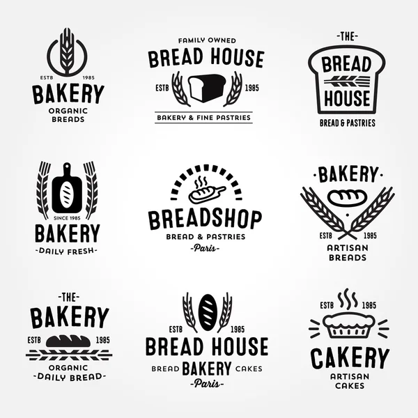 Grand ensemble d'insignes de boulangerie — Image vectorielle