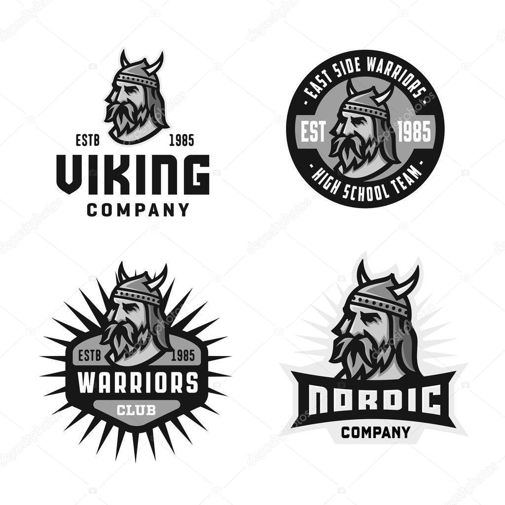 Set of Viking Badges and Emblems