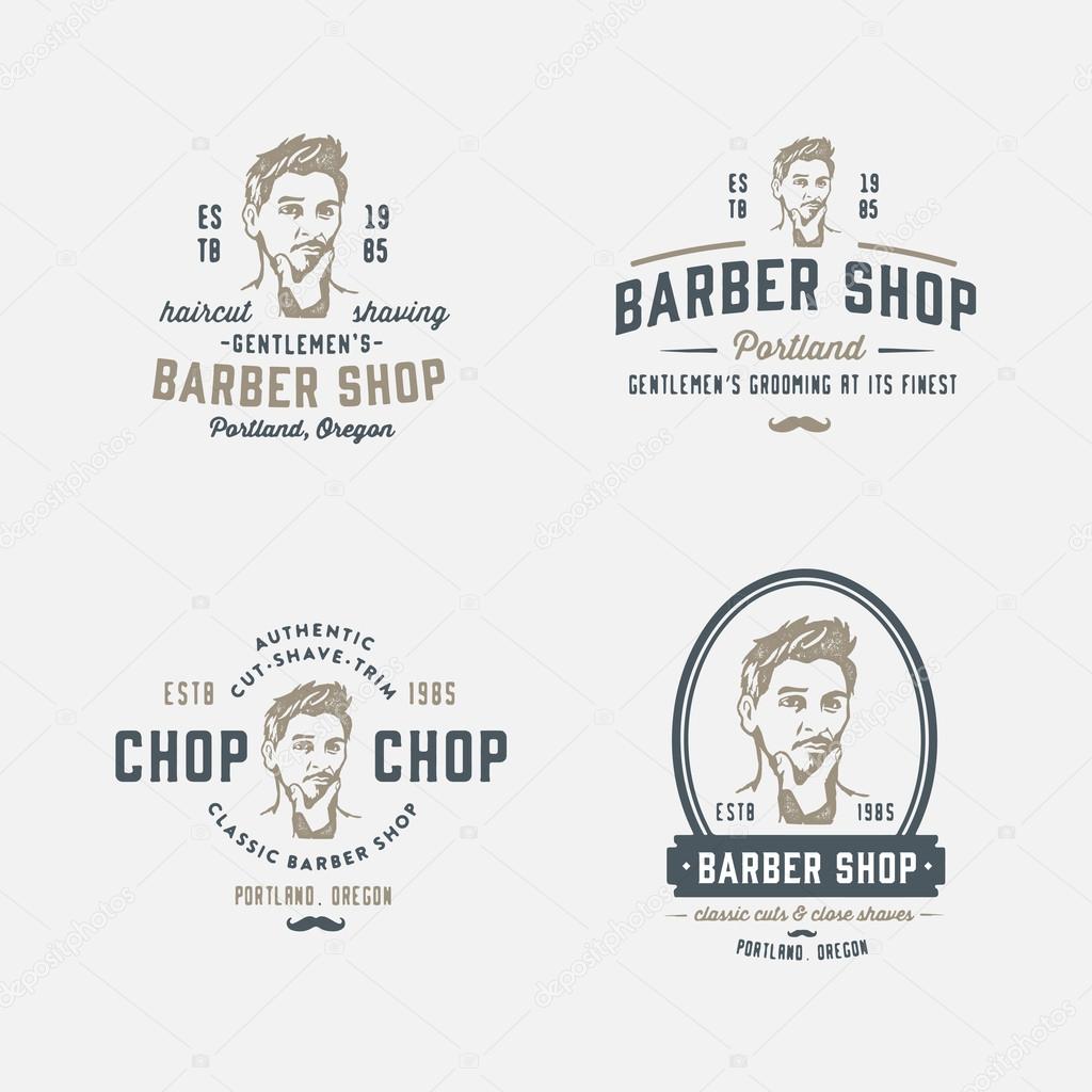 Set of retro vintage barbershop emblems