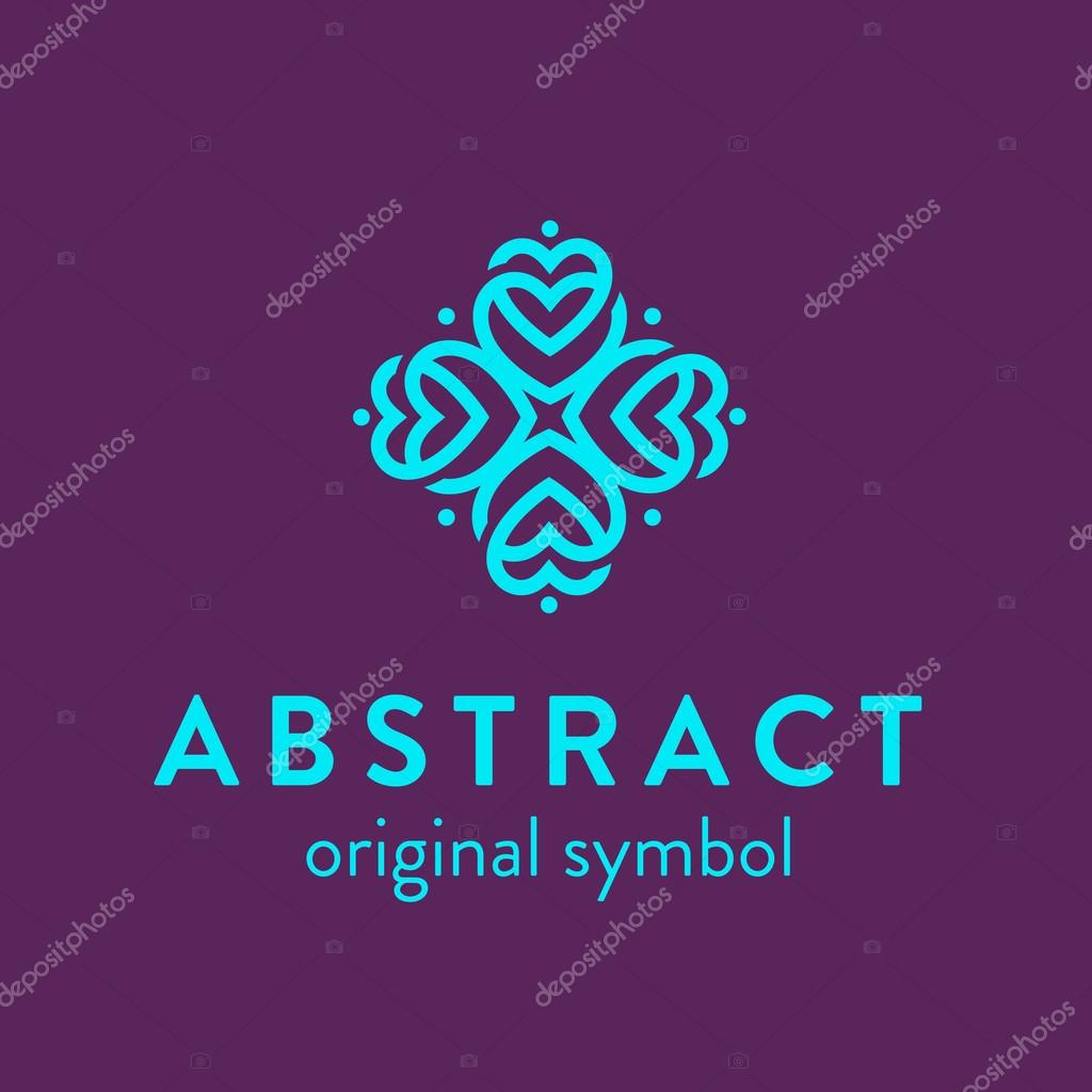 Original abstract multipurpose symbol, icon, logo template consisting of heart shapes