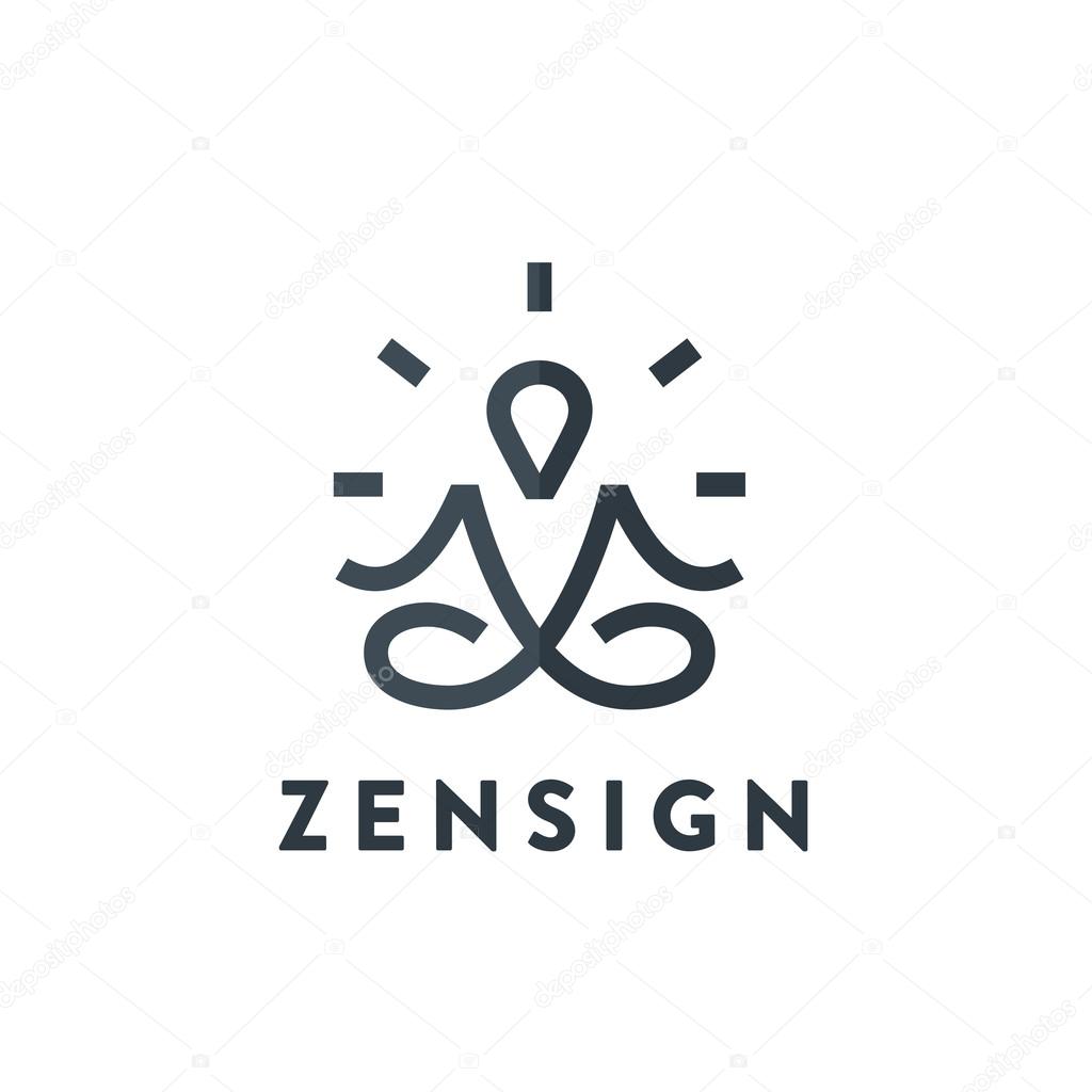 Original Meditation Yoga Minimal Symbol. Memorable Visual Metaphor. Simple, Solid & Bold Mark. Represents the Concept of Enlightenment, Zen, Relax, Insight, Healthy Lifestyle, Harmony, Reflection etc