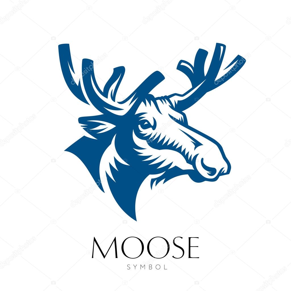 Moose Head Symbol. Great for Badge Label Sign Icon Logo Design. Quality Elk Emblem. Premium Retro Style Drawing. Hand crafted Vector illustration. Authentic Vintage Graphics.
