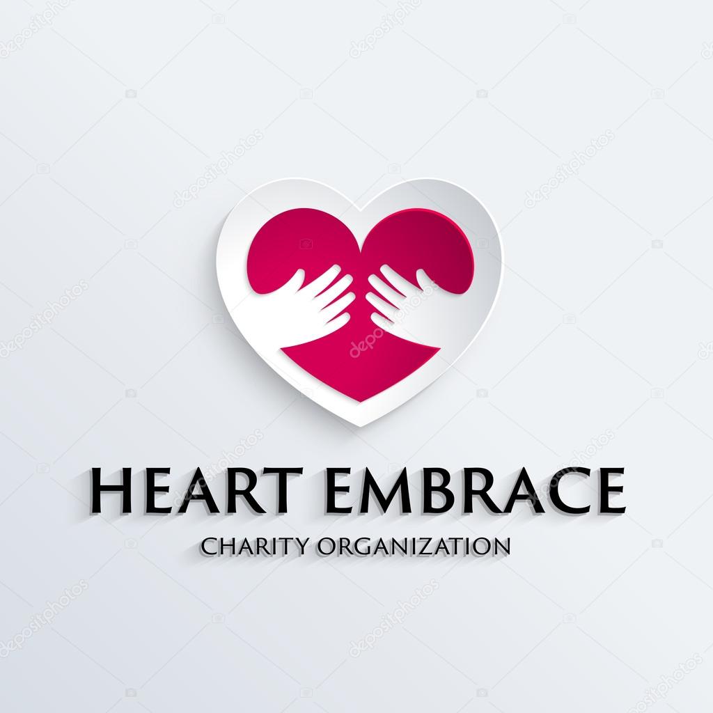 Heart in hands symbol, icon, logo template