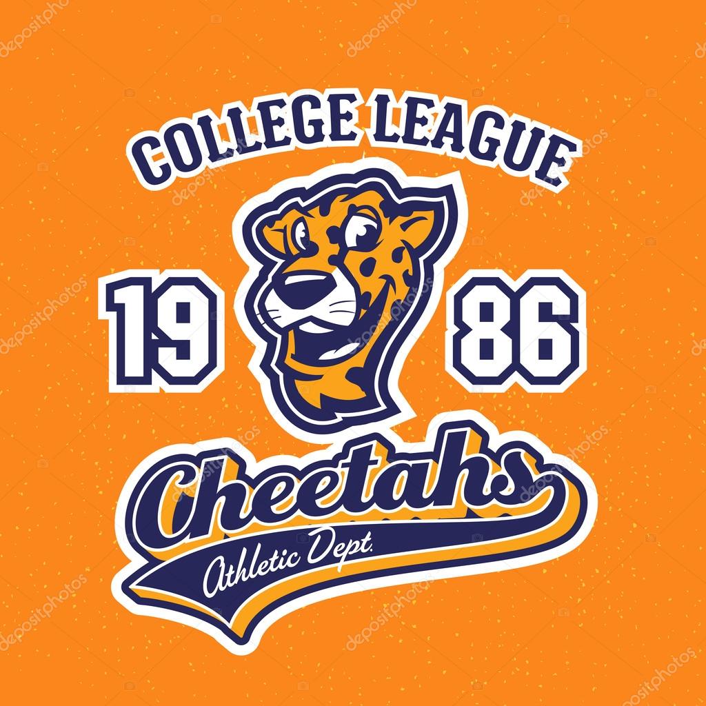 Vintage cheetahs textured varsity team sport t-shirt apparel graphic design, athletic department (grunge effect easy removable from separate layer)