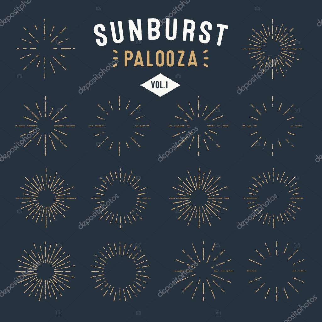 'Sunburst Palooza' Set of Retro Sun burst shapes for your next vintage design project | Collection of Sun ray frames vector design elements Handmade quality illustration
