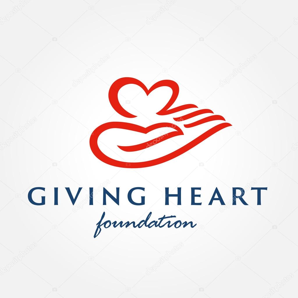 Heart in hand symbol, sign, icon, logo template for charity, health, voluntary, non profit organization, isolated on white background, vector illustration