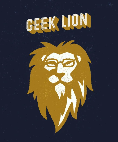 Geek lejon t-shirt kläder design — Stock vektor