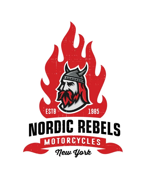 Nordic Rebels motorcyklar T-shirt — Stock vektor