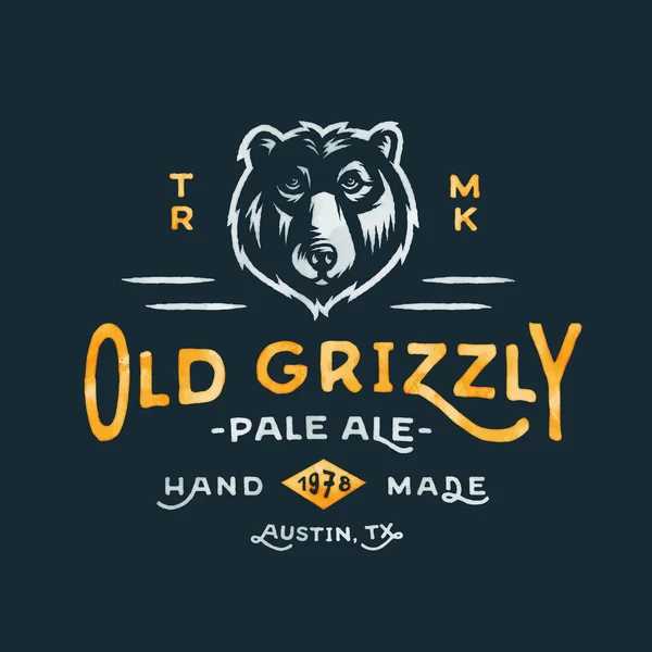 Régi Grizzly Pale ALE címke — Stock Vector