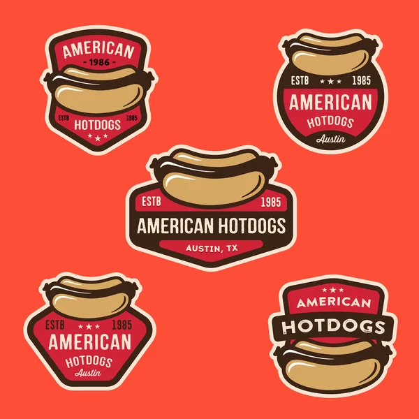 Amerikan Hotdog Rozetleri Seti — Stok Vektör