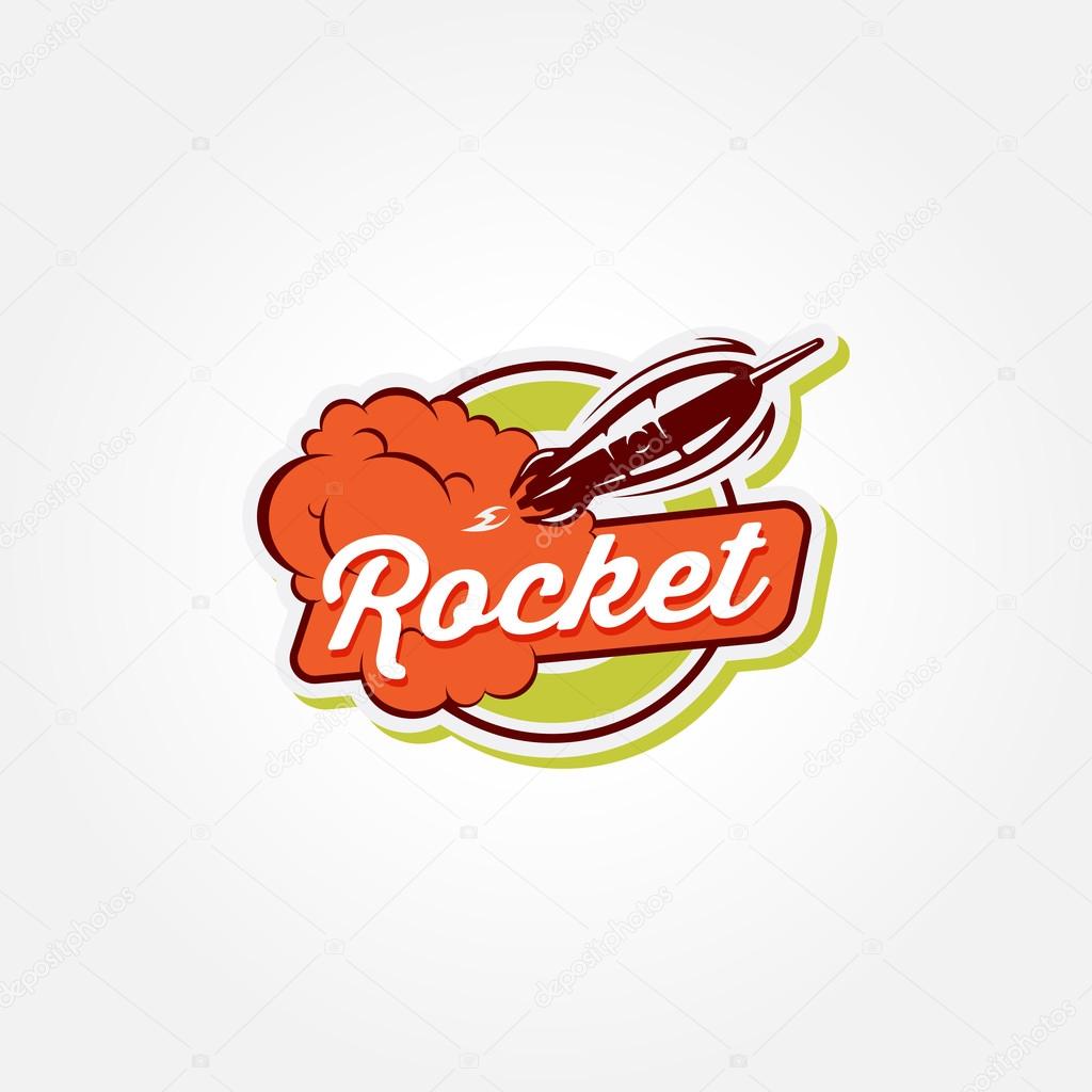 Retro illustration of impetuous rocket