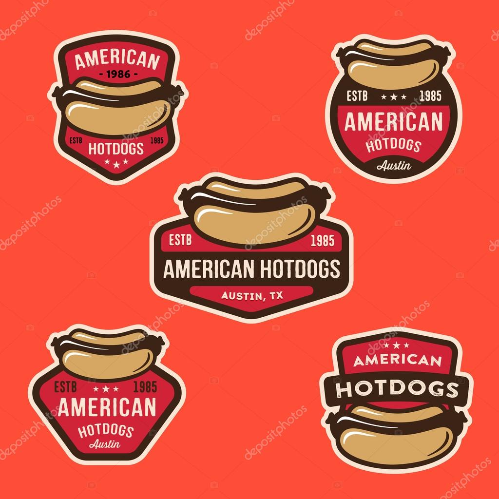 Set of American Hotdog Badges and logo templates