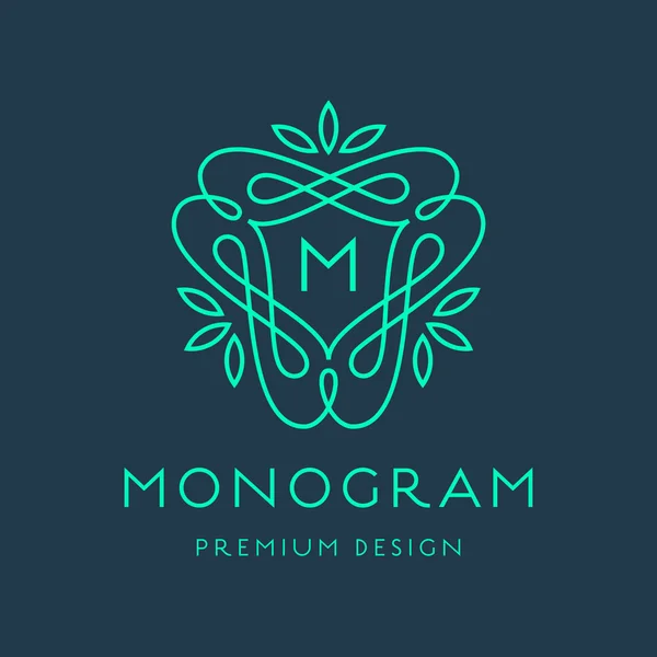 Simple line art monogram design — стоковый вектор