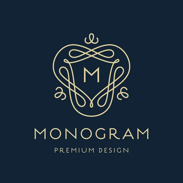 Einfache Linie Kunst Monogramm Logo Design — Stockvektor