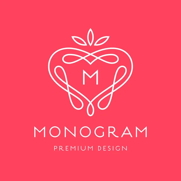 Semplice linea d'arte monogramma logo design — Vettoriale Stock