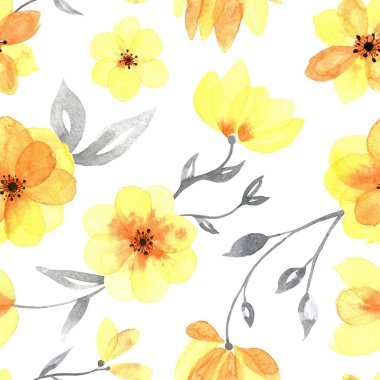 Suluboya sarı ve gri renklerde izler bırakır. Hassas yabani yeşiller arka planda koyu