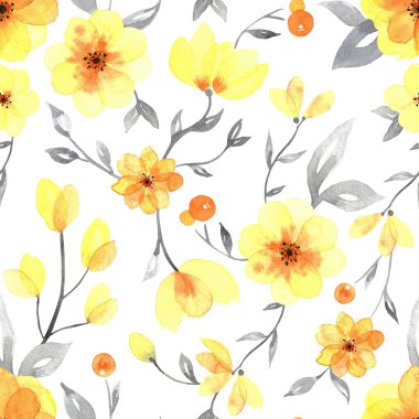 Suluboya sarı ve gri renklerde izler bırakır. Hassas yabani yeşiller arka planda koyu