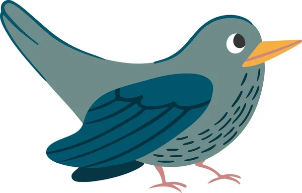 Ilustracja Wektora Ptaków Stylu Kreskówki Ogrodowy Czarny Ptak Little Cute — Wektor stockowy