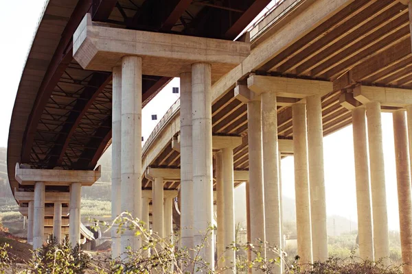 shot of a highway bridge during construction