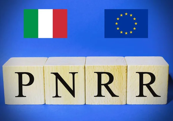 Italian flag and european flag with the sign \