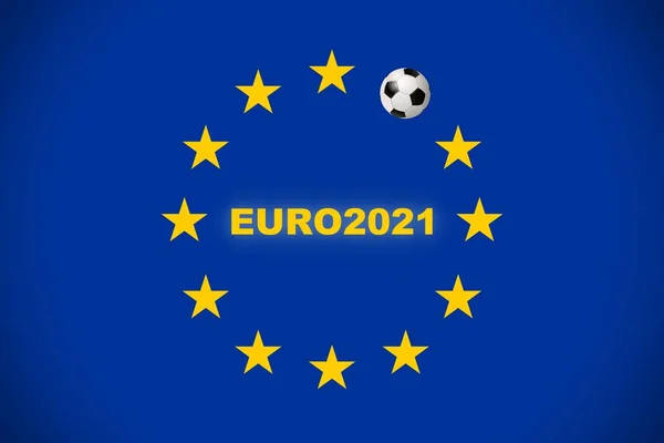 Флоренция Италия Мая 2021 Года Европейский Флаг Футбольным Мячом Стороне — стоковое фото
