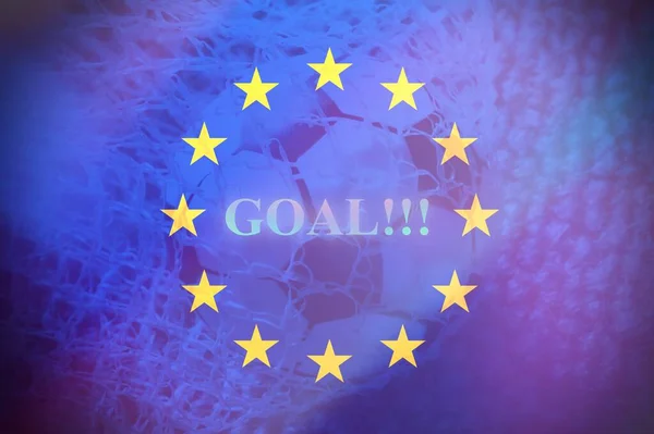 Футбольный Мяч Внутри Европейского Флага — стоковое фото