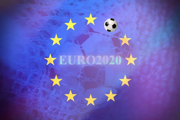 Флоренция Италия Мая 2021 Года Европейский Флаг Футбольным Мячом Внутри — стоковое фото
