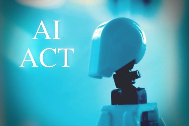 Robot kenar görünümü, ai act konseptinin resim çizimi.