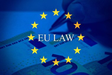 Avrupa hukuk sistemi ve yönetimini temsil eden AB bayrağı.