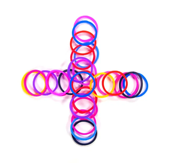 renkli lastik bant artı simgesi.