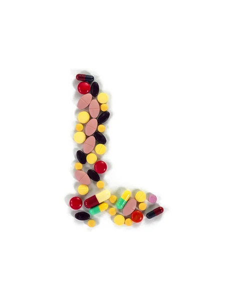 カラフルな薬剤のアルファベット"L" — ストック写真
